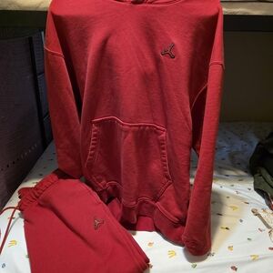 Jordan Men's 2 PC Sweatsuit Set Mens Size Tracksuit Hoodie Joggers Gym Red
